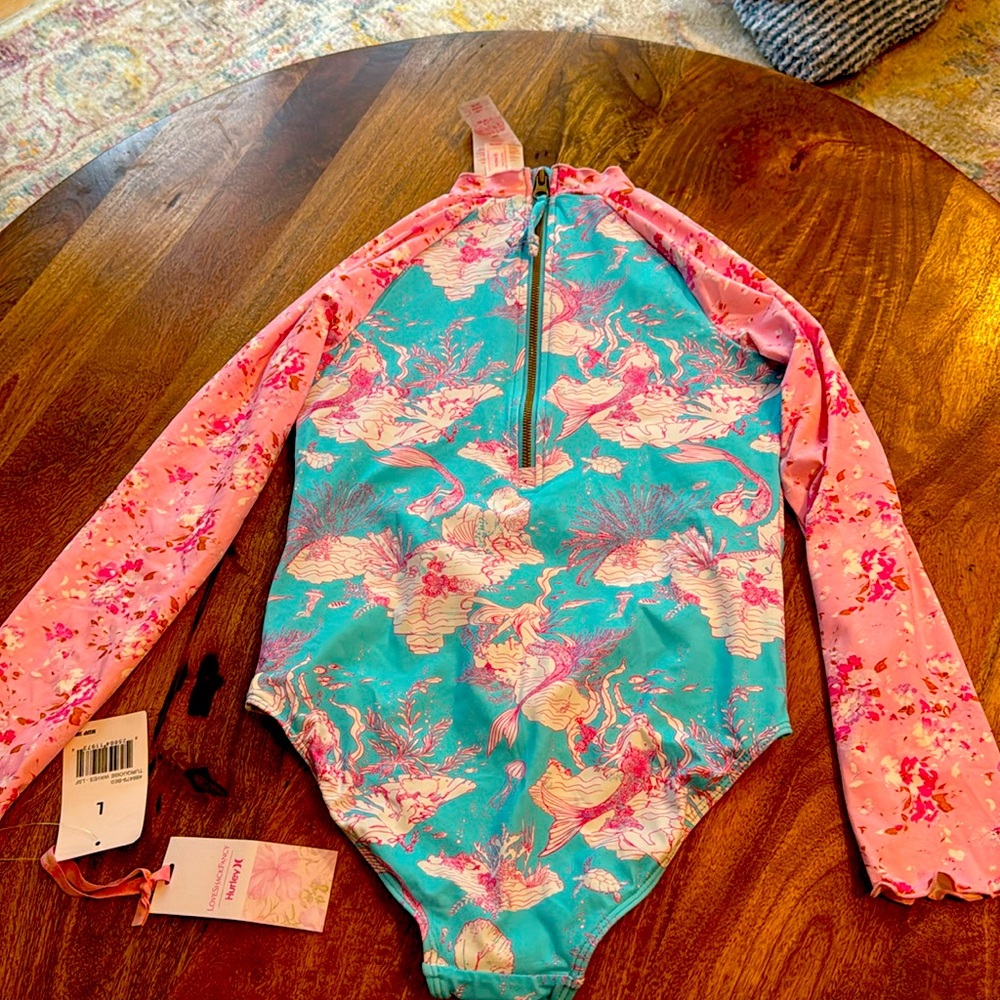 Brand new with tags, girls, Hurley, love shack, fancy , one piece, bathing suit